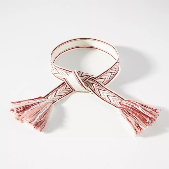 NWT Anthropologie Woven Fringe Tie Belt Large